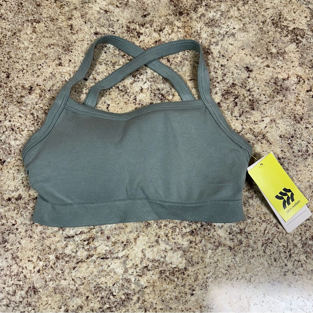 All in Motion Cross-Back Sports Bra in Olive
